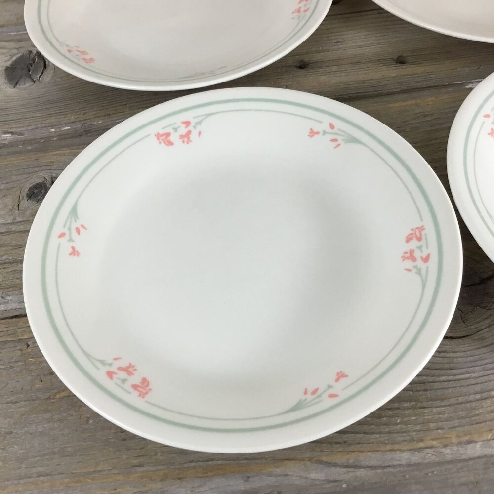 Corelle Summer Blossom Beige 6 3/4" Bread Plates Set Of 4 Floral Pattern Vintage